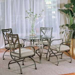   Silver Madrid 5 Piece Dining Table Set with Casters