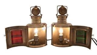 Pictures Antique Brass Port and Starboard Electric Lantern 12