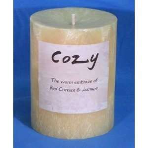  Cozy Scented 3x4 Palm Wax Pillar Candle   Red Currant 