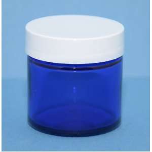  1 oz Cobalt Blue Glass Cosmetic Glass Jar with Plastic Lid 