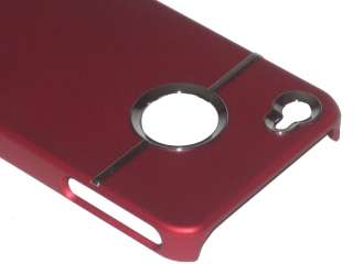   RED COVER CASE W/CHROME FOR iPhone 4 4G 4S 4 S AT&T SPRINT VERIZON