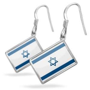 Earrings Israel Flag with French Sterling Silver Earring Hooks