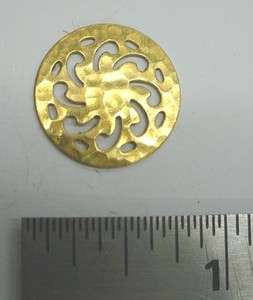 Raw Brass Hammered Pin Wheel Jewelry Stampings 1 dozen  