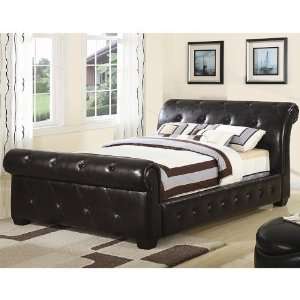   Brown Upholstered Sleigh Bed (Queen) 300241Q Furniture & Decor