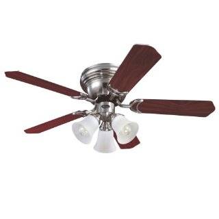   Inch Five Blade Ceiling Fan, Brushed Nickel with Frosted Glass Shades