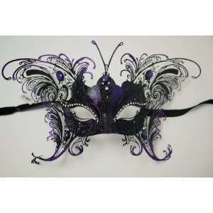  Venetian Purple Mask w/ Black Metal Laser cut and Crystals 