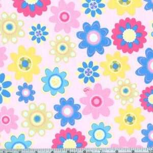   Retro Flower Light Pink Fabric By The Yard Arts, Crafts & Sewing