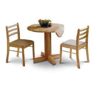  Drop Leaf Natural Table and 2 Two Wood Dining Chairs