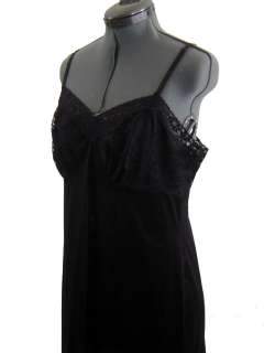 Vintage Vanity Fair Black Nylon Tricot & Lace Trimmed Full Slip Size 