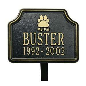  My Pal Dog Paw Two Line Lawn Memorial Markers in Black and 