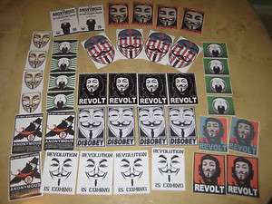 NICE HUUGE Sticker Decal lot over 40 pcs. ANONYMOUS ANON OCCUPY 99% 