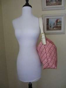 DOONEY & BOURKE Pink Hobo Bag Handbag Purse Canvas Logo Leather Strap 