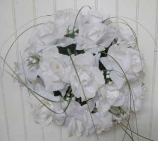  on 1 custom made Silk Rose Wedding flower Bouquet with dew drops