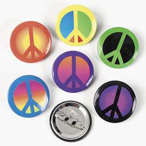 24 Peace Sign Button Pins Hippie Retro Wholesale Party Favors Vending 