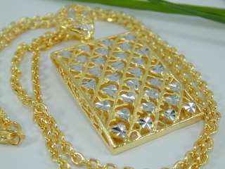 STUNNING HEART PENDANT 18K White 24K Yellow Gold GP Thai Necklace 