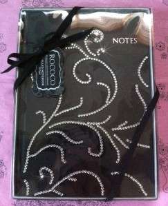 BLACK ROCOCO DIAMANTE DESIGN GIFT BOXED A5 RULED NOTEBOOK / DIARY 