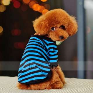   Pet Dog Apparel Clothes Striped T Shirt gray/blue/red S M L XL  