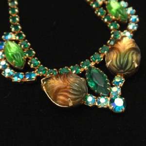    Colored Rhinestone Vintage Set Necklace Bracelet & Earrings  