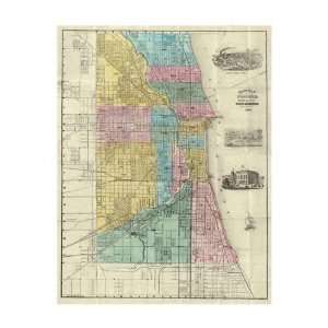    Rufus Blanchard   Guide Map Of Chicago, 1869 Giclee