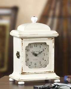 10 3/4 Wood Clock ~ Distressed Antique Cream Finish  
