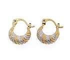   18k 3 color yellow/white/r​ose gold filled hoop large earrings 9G