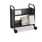   the single sided cart has 3 slanted shelves 12 1 2d x 12 1 4h