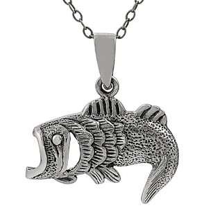  Sterling Silver Open Mouth Fish Necklace Jewelry