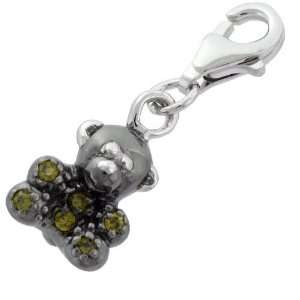    Sterling Silver Teddy Bear Charm with Cubic Zirconia Toys & Games