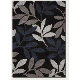 Couristan 53 x 76 Area Rug Large Leaf Pattern in Dark Blue and 