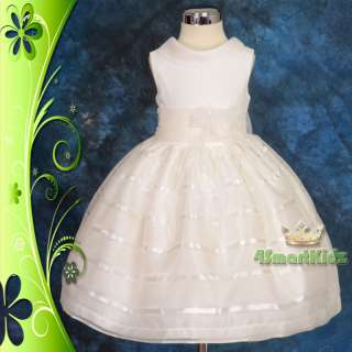 Ivory Wedding Flower Girl Flowergirl Party Dress Size 2  