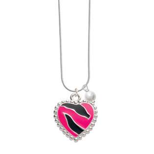 Delight Jewelry Hot Pink Enamel Zebra Print Heart Pearl Swarovski 
