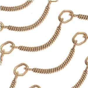  Antiqued Gold Plated Curved 11.7mm Bar Chain Scalloped 
