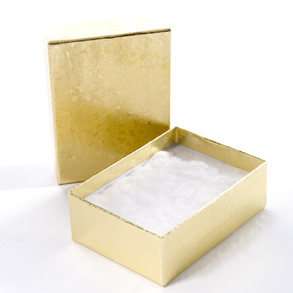100 GOLD FOIL BOXES W/ COTTON JEWELRY GIFT EARRING # 21  