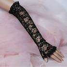 Black Lace Fingerless Evening Gloves Length Elbow 14 