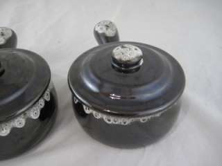   Vintage Set of Ceramic French Onion Style Soup Bowls Crock Single Serv
