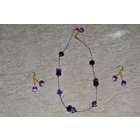 All JMart Jewelry Light and Dark Purple Crystal Necklace and Earrings 