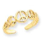 goldia Adjustable 14k Yellow Gold Peace Sign Toe Ring