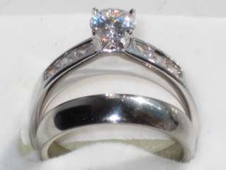   ENGAGEMENT WEDDING BAND SET SIMUALTED DIAMOND RING RG005 WHITE GOLD GP