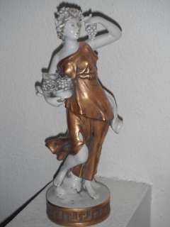 Capodimonte Gold Gilded Roman Goddess Figurine Grapes  