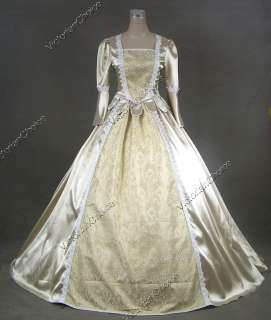 Renaissance Colonial Gothic Brocade Satin Dress Ball Gown 155 L  
