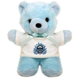  Teddy Bear Blue Skull in Blue Flames 