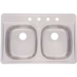   Large Double BowlStainless Steel 33x22in. Topmount Sink 