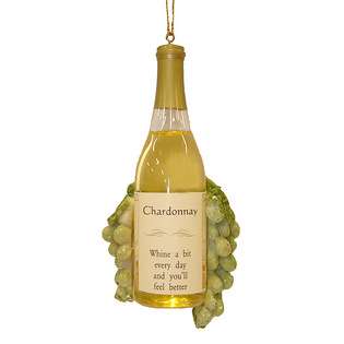   Winery Chardonnay Wine Bottle & Grapes Christmas Ornament 