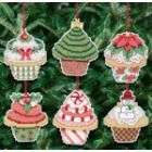 JANLYNN Christmas Cupcake Ornaments Counted Cross Stitch Kit