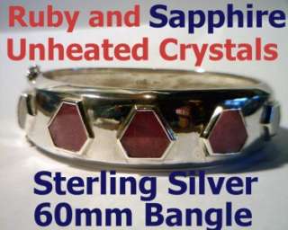   and Sapphire Crystal Handmade 925 Silver Hinged Bangle 60mm  