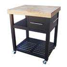   Dining Essentials Kitchen Work Center with Castor   Black Natural