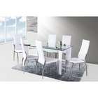   Top Furniture Ketch 7 Piece Dining Set with White Faux Leather Chairs