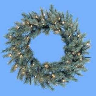   Blue Spruce Artificial Christmas Wreath   Clear Lights 