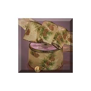    1ea   2 1/2 X 10yd Gold Pine Wired Ribbon