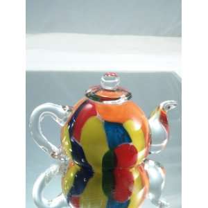  Murano Hand Blown Glass Rainbow Sea Teapot Paperweight PP 